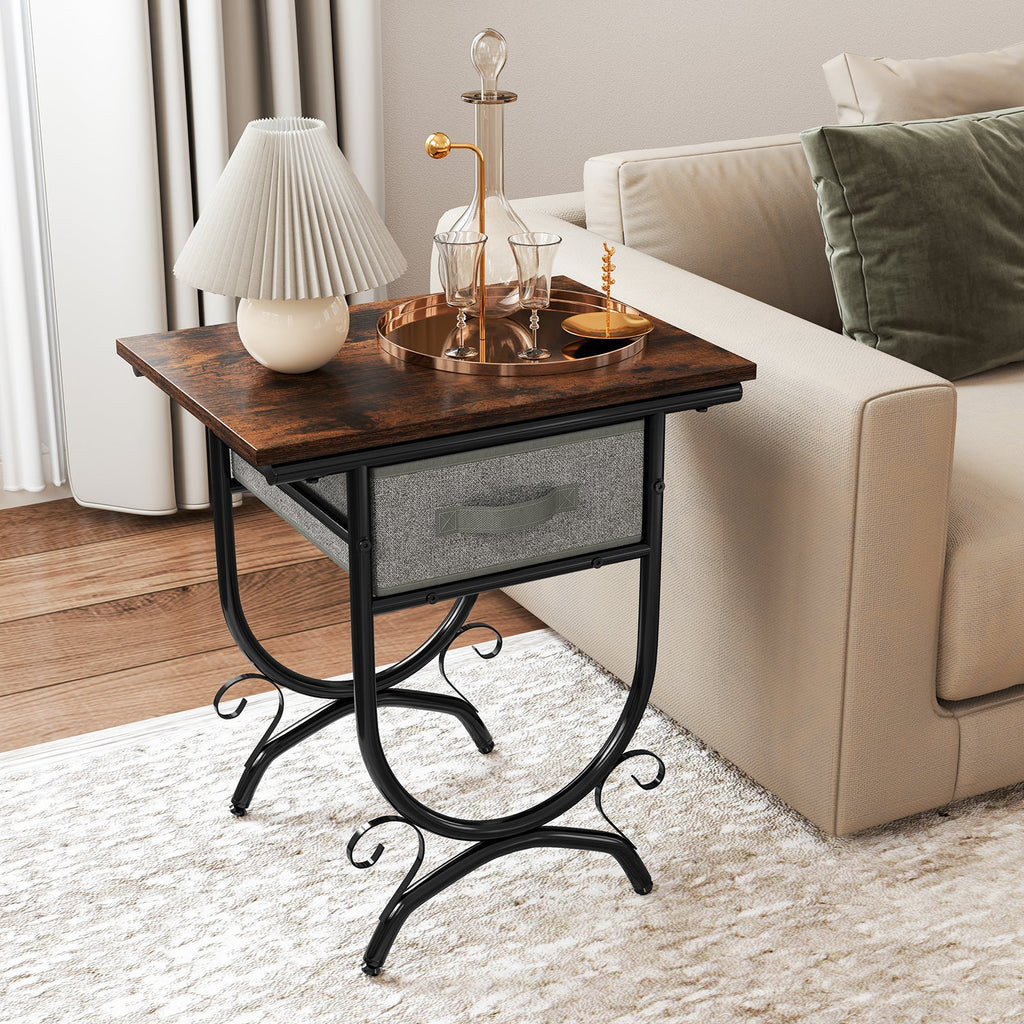 Side Table Carved Metal Frame