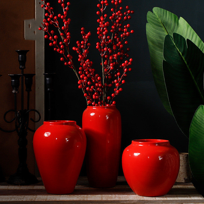 Glossy Red Ceramic Vase