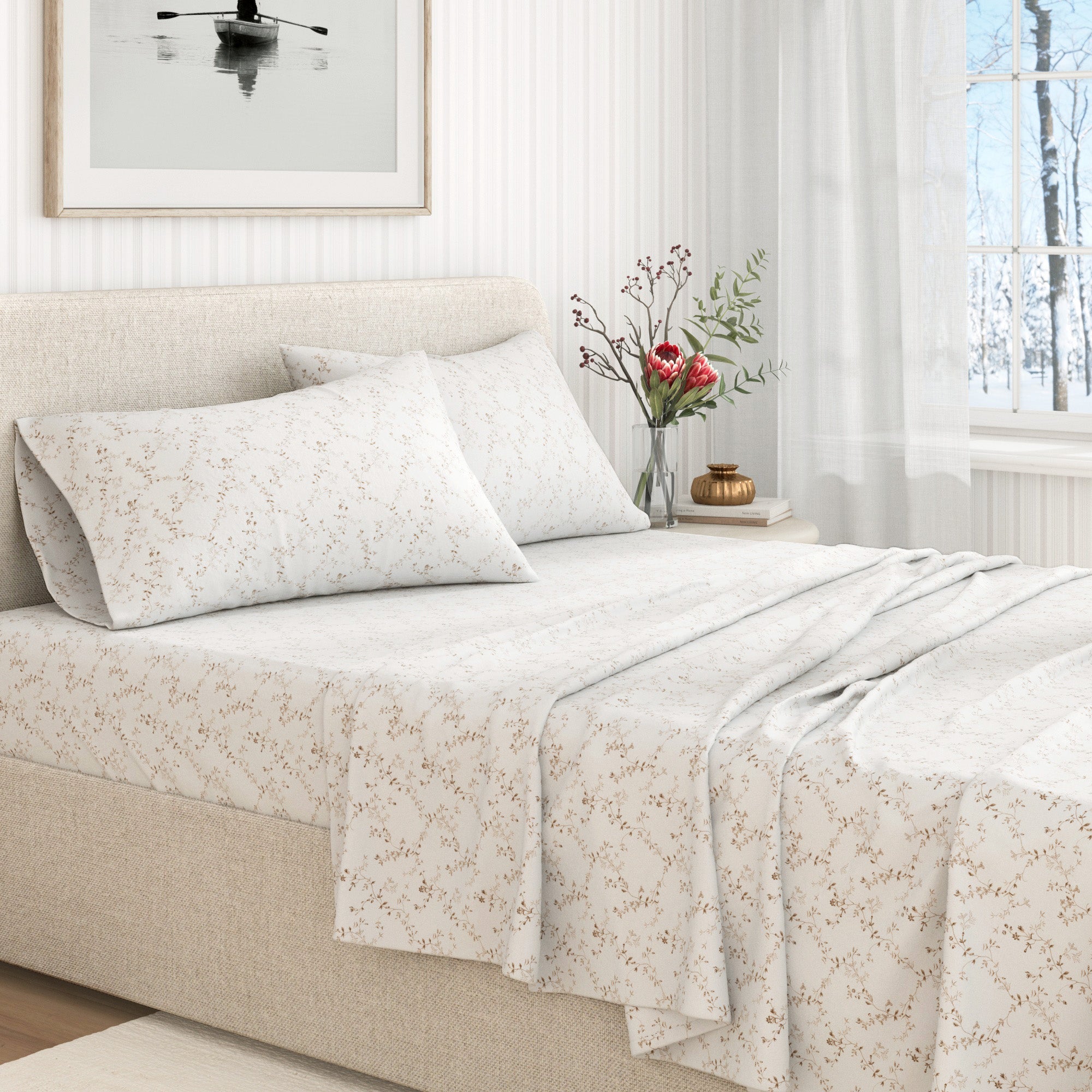 Turkish Cotton Flannel Sheet Set - Winter Floral Collection