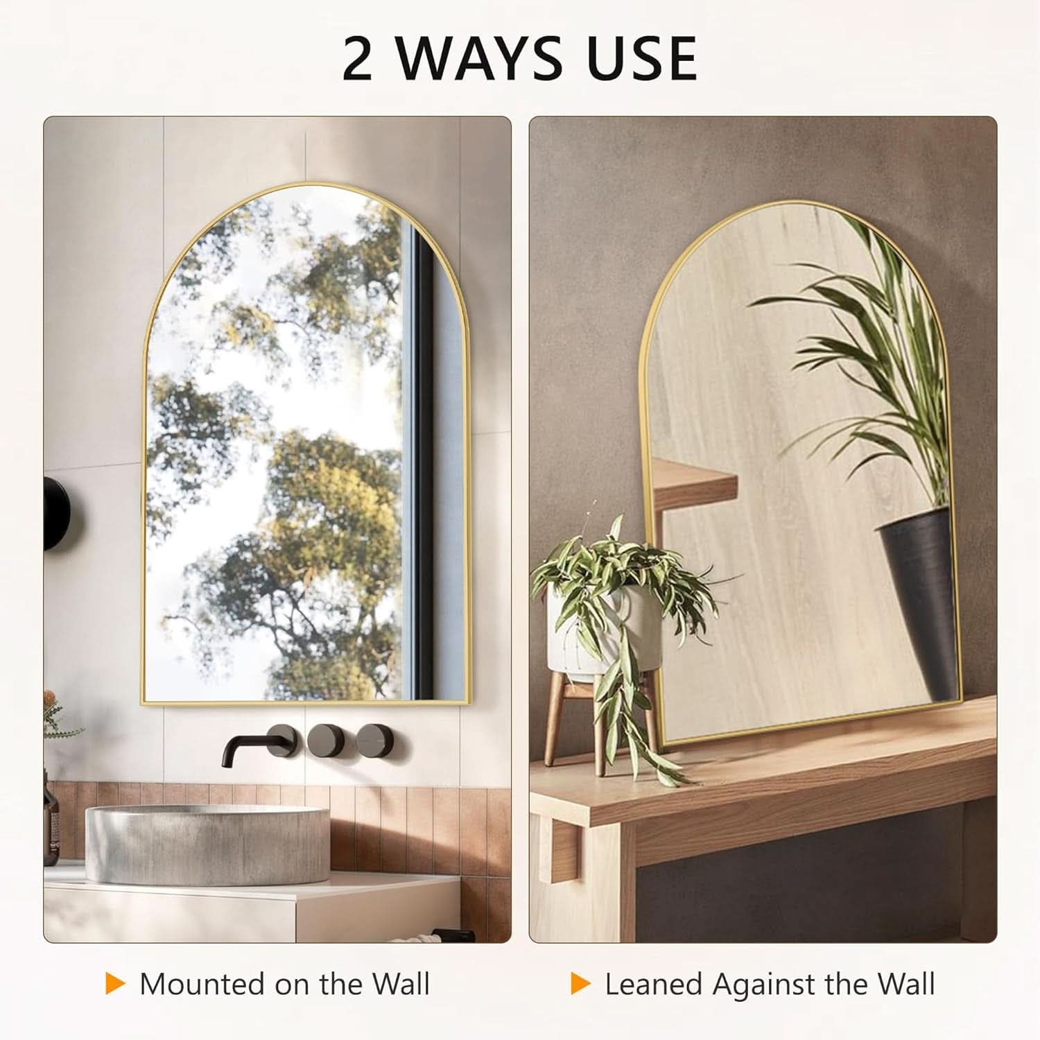 Gold Arched Wall Mirror