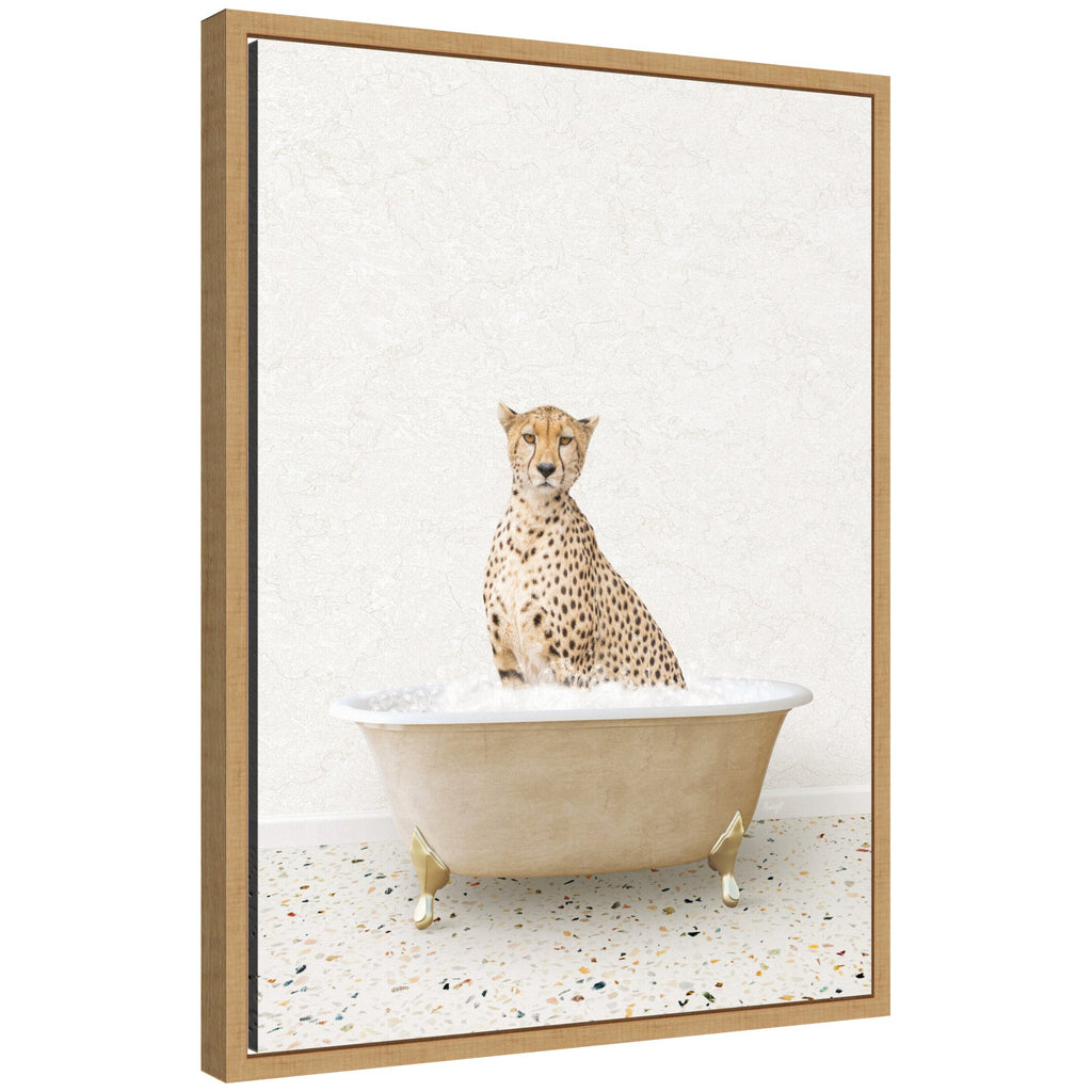 Sylvie Cheetah in Terrazzo Bathtub Framed Canvas by Amy Peterson