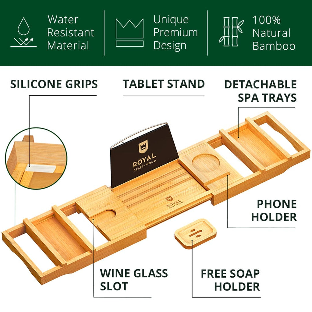 Bathtub Caddy Tray - Natural Wood