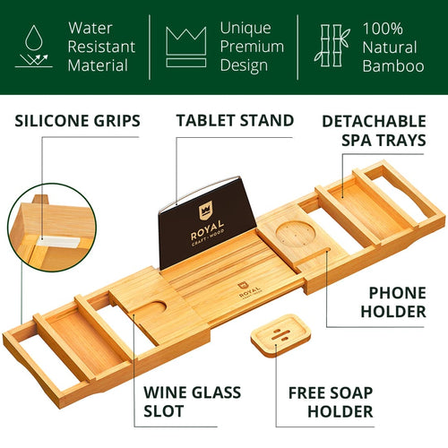 Bathtub Caddy Tray - Natural Wood