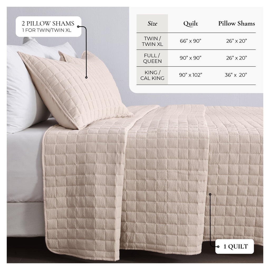 Box-Stitched Quilt Set - Seersucker Collection
