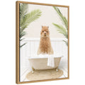 Sylvie Alpaca in Palms Bathtub Framed Canvas by Amy Peterson