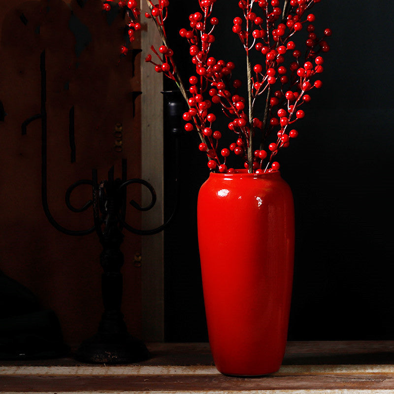 Glossy Red Ceramic Vase