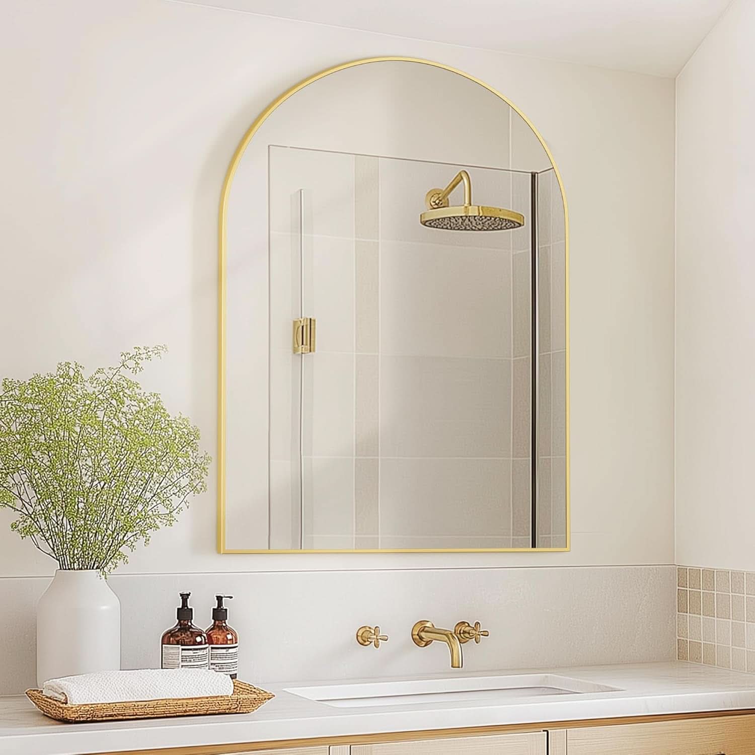Gold Arched Wall Mirror