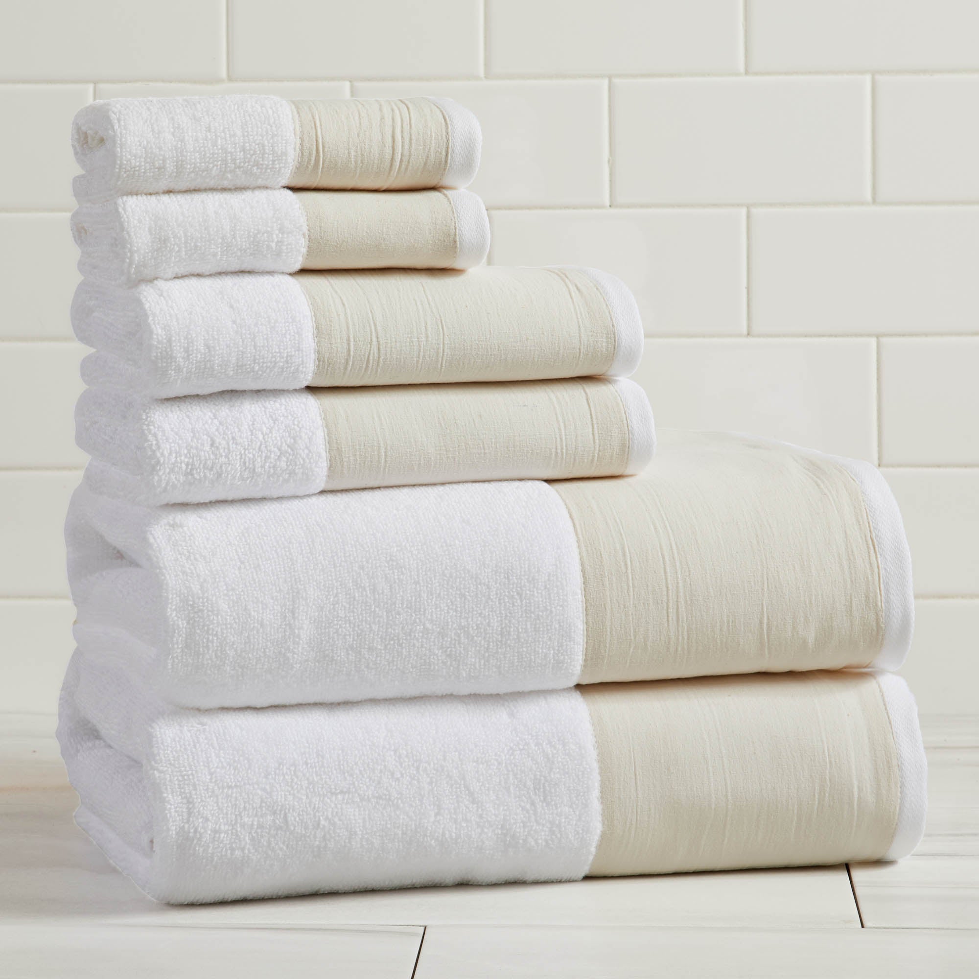 Border 6-Piece Towel Set - Priya Collection