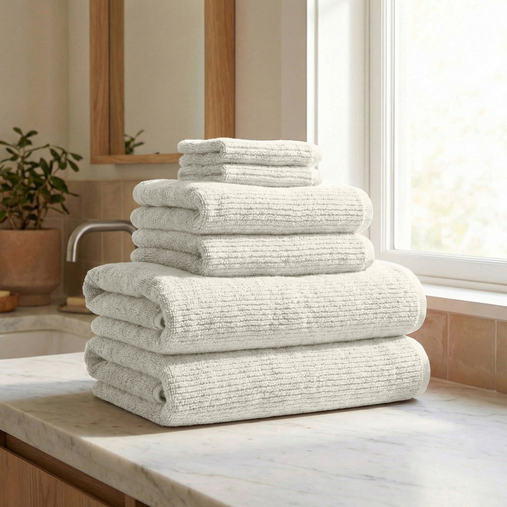 Cotton Ribbed 6-Piece Bath Towel Set - Georgiana Collection