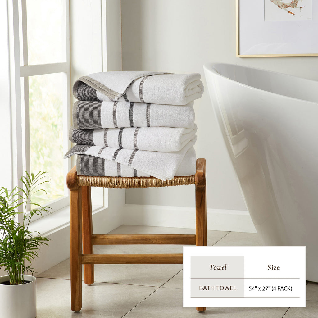 Decorative Cotton Stripe Bath Towel Set - Noelle Collection