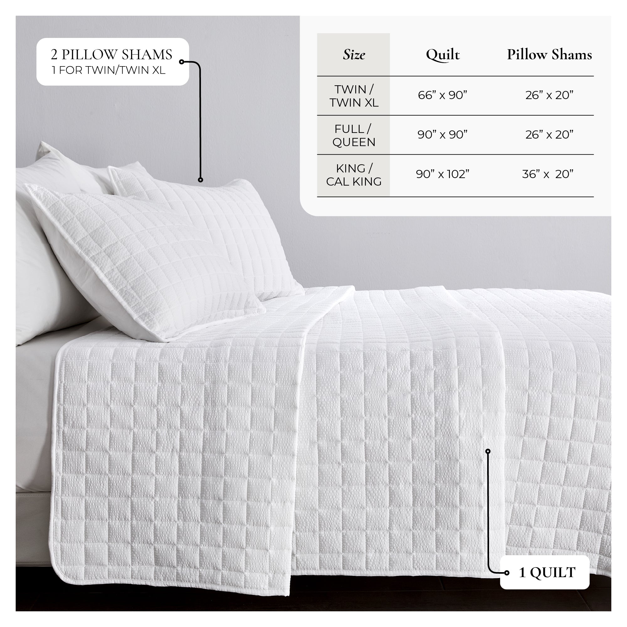 Box-Stitched Quilt Set - Seersucker Collection