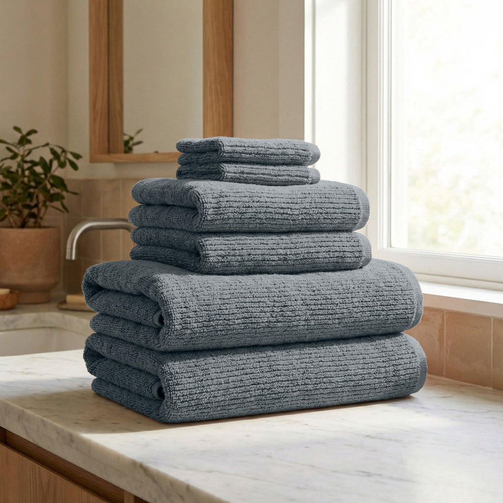 Cotton Ribbed 6-Piece Bath Towel Set - Georgiana Collection