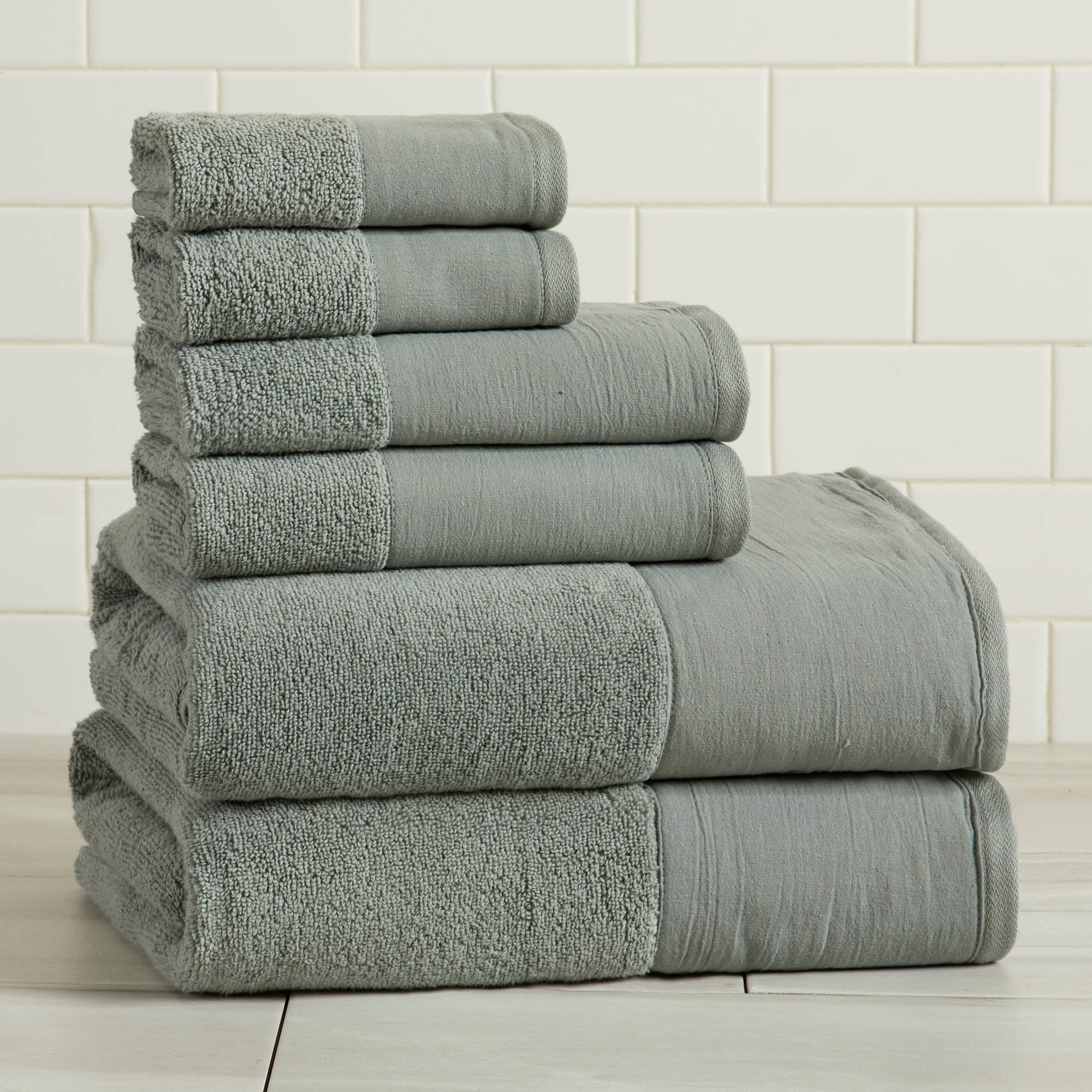 Border 6-Piece Towel Set - Priya Collection