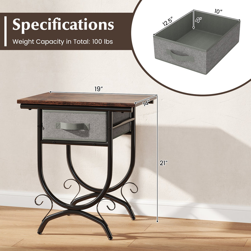 Side Table Carved Metal Frame