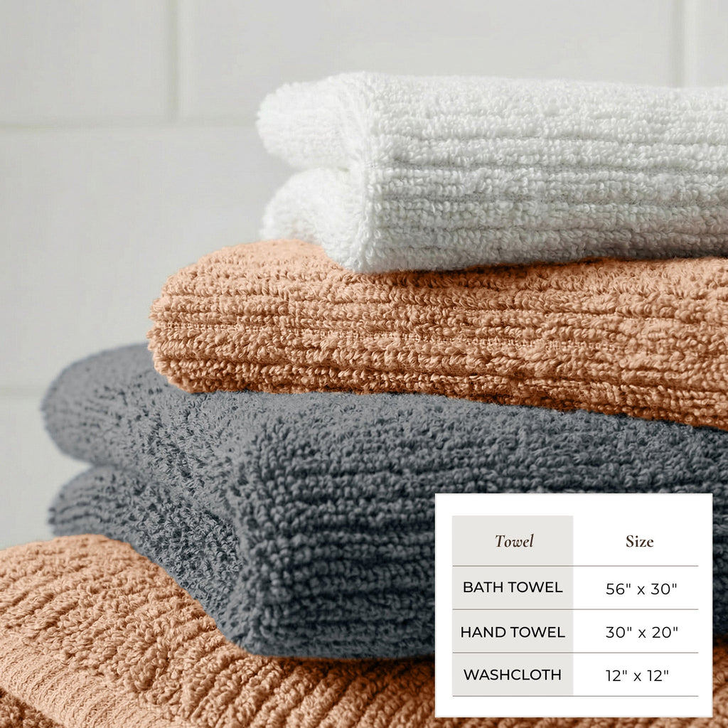 Cotton Ribbed 6-Piece Bath Towel Set - Georgiana Collection