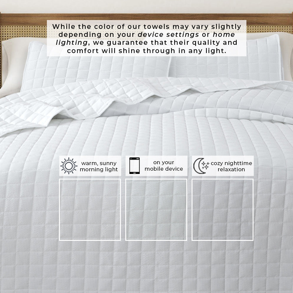 Box-Stitched Quilt Set - Seersucker Collection