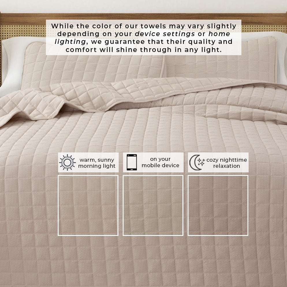 Box-Stitched Quilt Set - Seersucker Collection