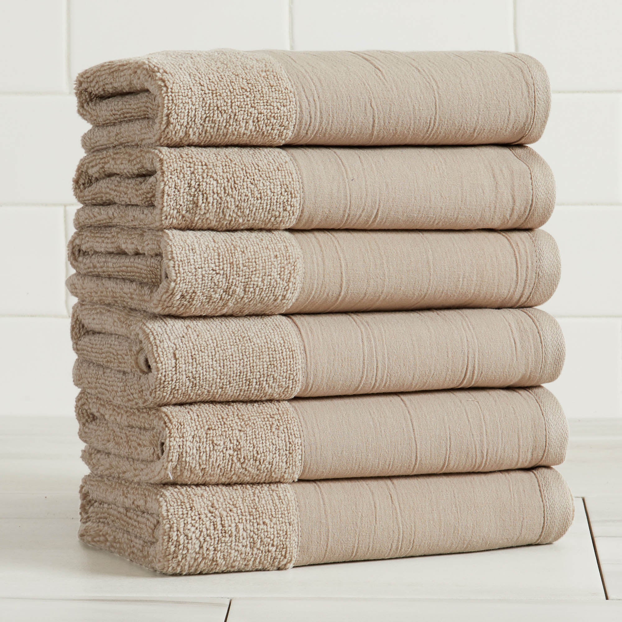Border 6-Piece Towel Set - Priya Collection